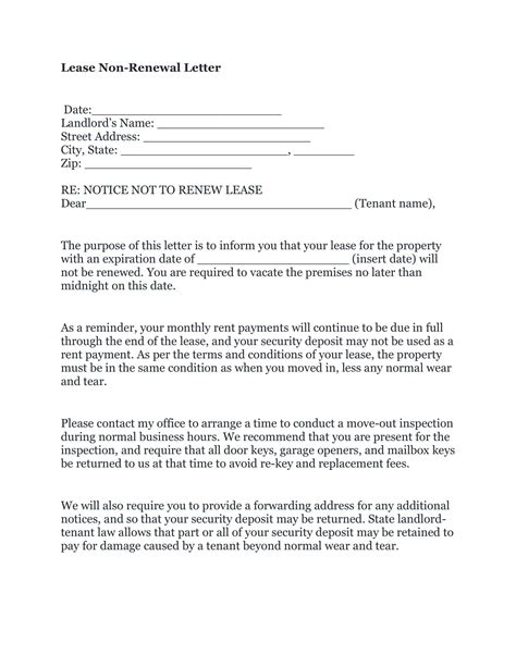 sample lease renewal letter|not renewing my lease letter.